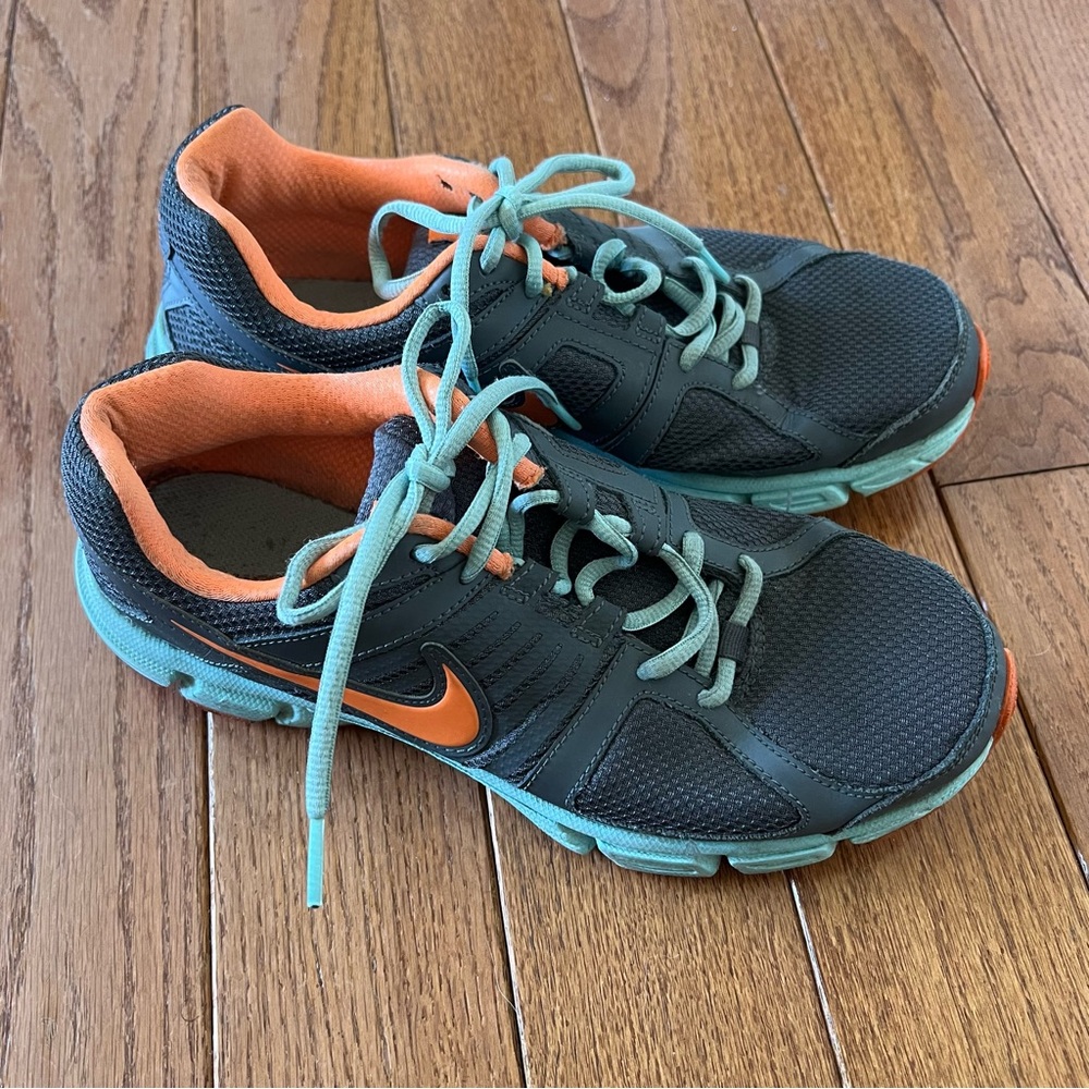 Nike Downshifter 5 Women's Running Shoes Grey Orange & Blue - Size 9